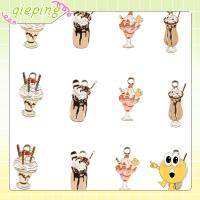 QIEPING 40 Pcs โลหะผสมอัลลอยด์ จี้รูปไอศกรีมเคลือบ ขนาดรู1.8มม. ความหนา1-1.3มม. เคลือบไอติมไอศครีมถ้วยขนมหวานเสน่ห์ 4รูปแบบ ยาว21-23มม. Kawaii ฤดูร้อนหวานอาหาร Charms การ์ตูน Milkshake ช็อกโกแลต Sundae ขนม Charms งานฝีมือดีไอวาย