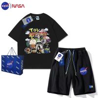 【July hot】 NASA NTYB joint t-shirt set men and women summer tide brand ins loose