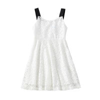 2022 Summer Girls Sleeveless Beach Dress New Children Lace Patchwork Dresses Fashion Kids Casual Clothes Brief, #6786