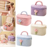 กล่องเก็บเครื่องสำอางผ้าลูกฟูกสำหรับกระเป๋าเข้าห้องน้ำ Tas Kosmetik กระเป๋าจัดระเบียบการเดินทางแบบพกพาได้กระเป๋าถือหญิงขนาดเล็ก