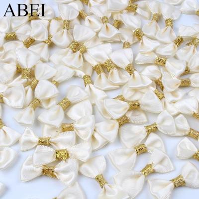 50pcs/lot Beige Satin Bow Ties Handmade Small Ribbon Bows for Headwear DIY Sewing Fabric Ornaments Garments Accessories Gift Wrapping  Bags