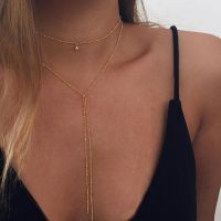 【DT】hot！ 2023 Gold Color Chain Choker Necklace Beads Tassel Chocker Necklaces Collar Collier Du Cou