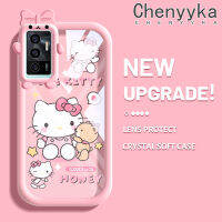 เคส Chenyyka สำหรับ VIVO V23E 4G V23E 5G ลายการ์ตูนแมว Hello Kitten ใหม่เคสกันกระแทกแบบใสซิลิโคนสีนิ่มเคสมือถือโปร่งใสลายกล้องถ่ายรูปสร้างสรรค์เคสป้องกัน