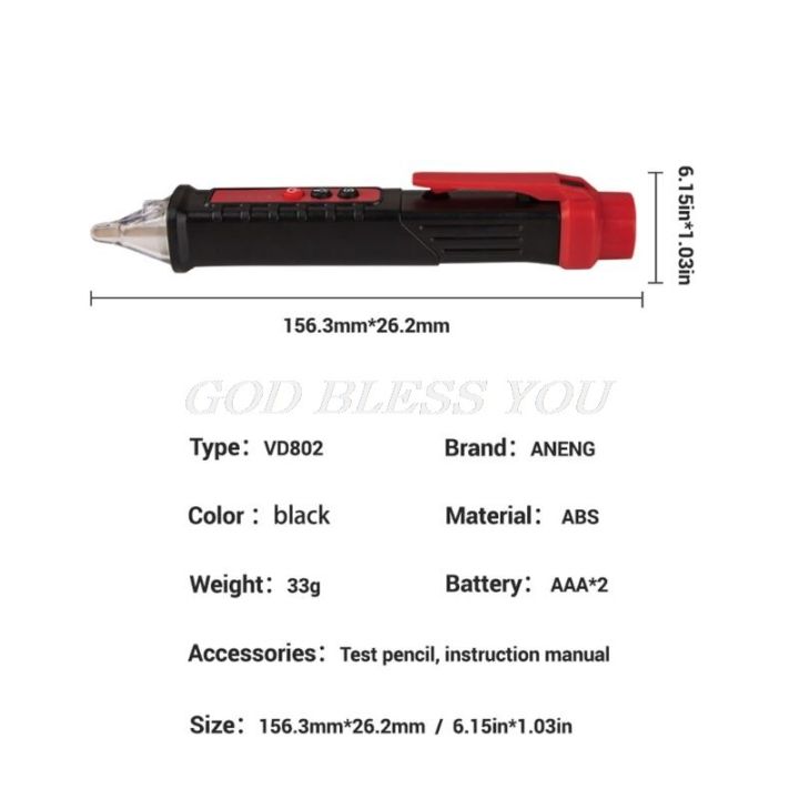 limited-edition-vd802ปากกาทดสอบแรงดันไฟฟ้า12v-1000v-le-มิเตอร์ระบุกระแสไฟฟ้าดินสอเครื่องวัดโวลท์ดิจิตอลแบบไม่สัมผัสวัดและปรับระดับได้
