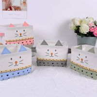 Folding Pink Cat Laundry Basket Kids Toys Desktop Organizer Cosmetic Makeup Storage Basket Bag Stationery Home Clothes Organizer