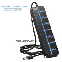 ♟ USB 3.0 Hub USB Hub 2.0 Multi USB Splitter Hub สายยาว 100 ซม. หลาย Expander สำหรับคอมพิวเตอร์แล็ปท็อป PC อุปกรณ์เสริม Usb Adapter