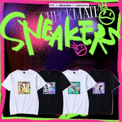 Korean Harajuku Style K Pop Kpop ITZY Mini Album SNEAKERS Tshirt Women Short Sleeve T-shirt Harajuku Kawaii Streetwear Tee Shirt
