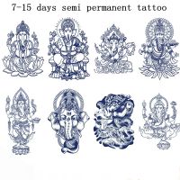 【YF】 Elephant God Brahma Flower Juice Temporary Tattoo Sticker Women Tatouage Semi Permanent Fake Tatuajes Temporales Hombre