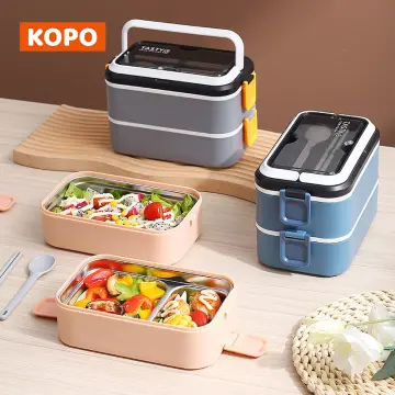 2 Layers Stainless Steel Lunch Box Portable Thermal Bento Boxes Insulated  Lunch Box Insulated Lunch Box Food Storage Containers For School Office  1.6l