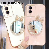 DKHORSING กล้อง Y17S เคสมือถือชุบโลหะ VIVO,กล้องปลอกอ่อนปกป้อง Y17s Vivo พร้อมกระจกแต่งหน้ารูปผีเสื้อน่ารัก