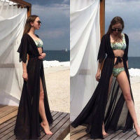 [จัดส่งฟรี] ฤดูร้อนแฟชั่นผู้หญิงเสื้อคลุมบิกินี่ชีฟอง Kimono Beach Cardigan Wrap Beachwear เซ็กซี่ยาวเสื้อ Robe Tunic ชุดว่ายน้ำ สปอตสินค้า สินค้าสปอต A ของขวัญ gift