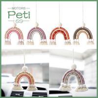 PETI มอเตอร์2ชิ้นพวงกุญแจสีรุ้งทำมือตกแต่งบ้านอุปกรณ์ตกแต่งรถยนต์กระจกมองหลังแขวนจี้จี้สายรุ้งเครื่องประดับภายในรถ