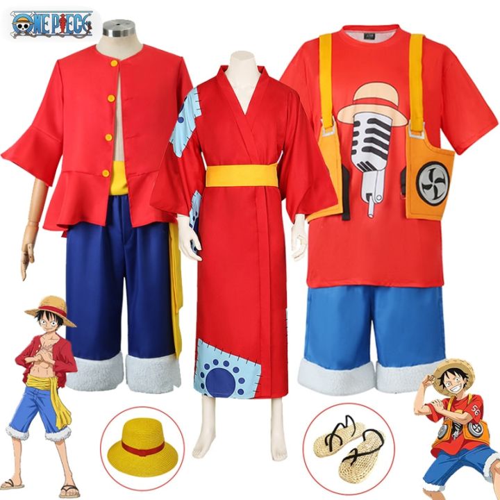 Anime One Piece Wano Country Monkey D. Luffy Cosplay Costume Kimono ...