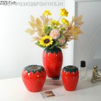 ❦● PG3KI26FGHYK5JH วิธี Morango Bonito Vaso Cerâmica Vasos Flores Hidropônicos Decoração Mesa Flor ประดิษฐ์ Decorativo Arranjo Flor