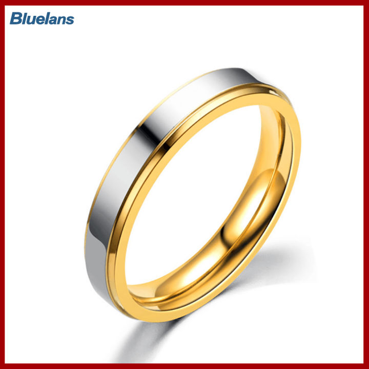 Bluelans®แฟชั่นคู่รักเครื่องประดับวงแหวนแต่งงานแหวนคู่ไทเทเนียมผู้หญิง