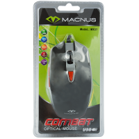 เม้าส์ Optical (มีสาย) USB Port ยี่ห้อ MACNUS รุ่น MX-37 COMBAT OPTICAL MOUSE USB 800-1600DPI BLACK/SILVER รับประกัน 1ปี