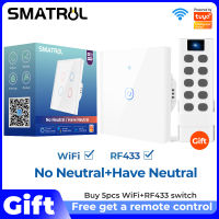 SMATRUL WiFi Switchไม่จำเป็นต้องเป็นกลางสมาร์ทโคมไฟติดผนังสวิตช์RF/APP/สัมผัสเครื่องจับเวลาควบคุมบ้านอัตโนมัติรองรับGoogle Home/Nest &amp; Amazon Alexa/Tmall Genius/เครื่องgang 2 1/2/3/4 Gang