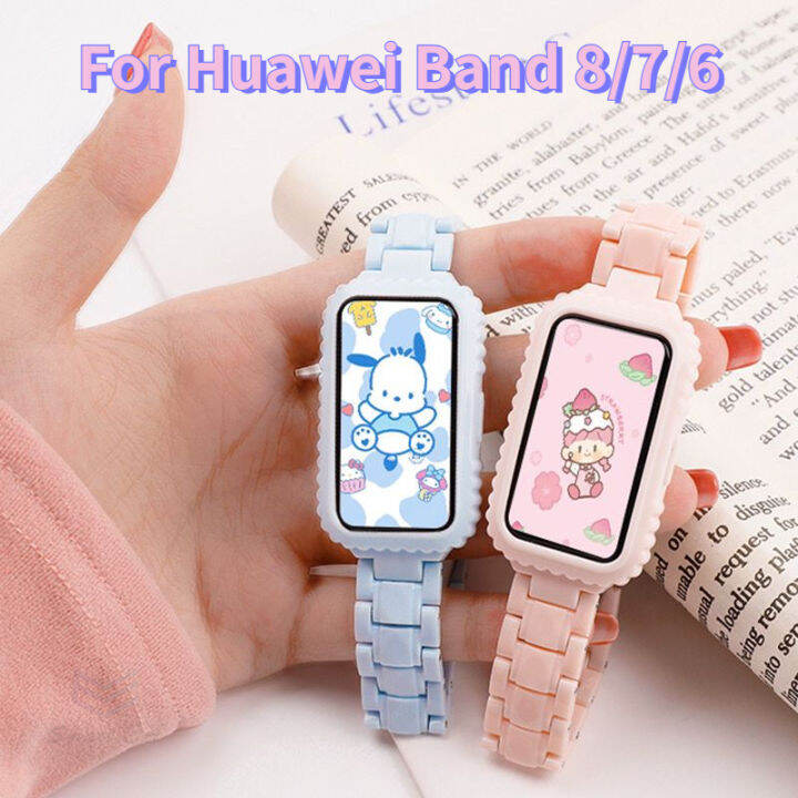 สายรัดยางเรซินหลากสีสำหรับสาย-huawei-8-7-6ลูกปัด3เม็ดนาฬิกาอัจฉริยะ-huawei-band7-band8-6สายข้อมือสำหรับเปลี่ยนอุปกรณ์สายรัดข้อมือ