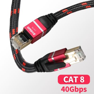 ♣ ZOGUO CAT8 Ethernet Cable Router RJ45 Internet Lan SFTP 40Gbps 2000MHz Network with Cotton Braided for Laptop IPTV PS4 CAT8/7/6