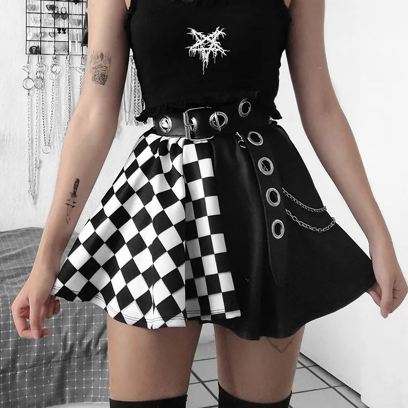 Giảm giá Chân váy chắp vá màu trơn phong cách gothic thời trang 2020 cá  tính  BeeCost