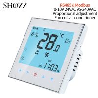 RS485&amp; Modbus RTU  0-10V 24V 95-240V Remotely Controls Home Temperature Control Thermostat Switch for Fan Coil Heat Cool