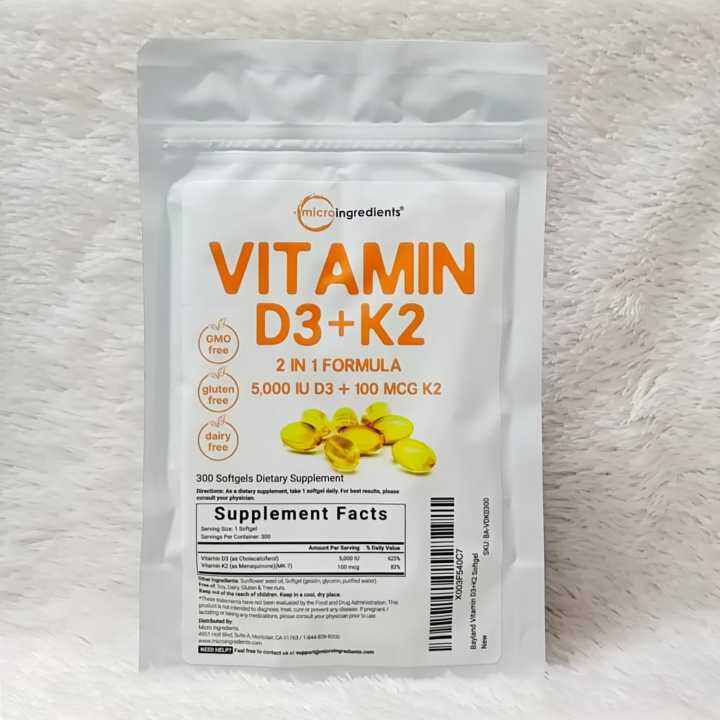 Microingredients Vitamin D3 5000IU + Vitamin K2 100mcg ISI 300 Softgels