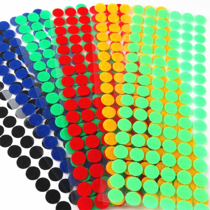99pair-colorful-self-adhesive-fastener-dots-10mm-strong-glue-magic-tape-sticker-disc-red-green-blue-round-hook-loop-coin-adhesives-tape