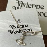 Vivienne Westwood S เดียวกันในยุโรปและอเมริกาเข็มเพชรรู้สึกเต็มไปด้วยสร้อยคอสร้อยคอจี้ดาวเสาร์สายสร้อยเพชรสร้อยคอแบบเรียงซ้อนกัน