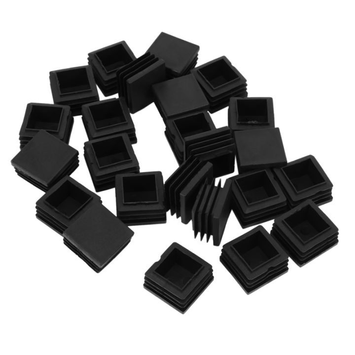 96-pcs-30mm-x-30mm-plastic-ribbed-square-end-caps-tube-insert-black