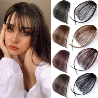 Ladies air bangs hairpin synthetic fake tassel natural wig female clip bangs black brown