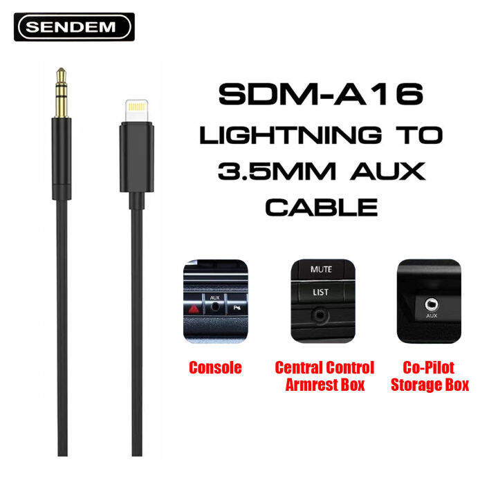 Sendem A16 1.2M Lightning Cable to 3.5mm Aux Radio Plug Adapter Gold