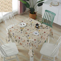 Retro Floral Wildflowers Waterproof Tablecloth Rectangular Table Cloth Dining Coffee Table Cover Kitchen Decor