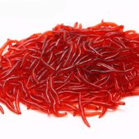 50pcs/lot 3.5cm 0.25g Soft Lure Fishing Simulation Earthworm Red Worms Artificial Fishing Lure Tackle Lifelike Fishy Smell Lures Accessories