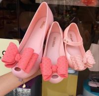 2023 New Womens Shoes Jelly Shoes Summer Slope Heel Low Top Bow Tie Single Shoes Elevated Fish Mouth Sandals