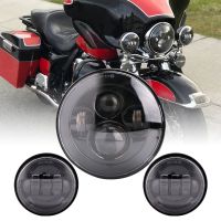 ✵✠☃ For Harley Motorcycle Light Davidson Electra Glide Softail Fat Boy Touring 7 Inch Motor LED Headlight with 4.5 Inch Fog Lamps