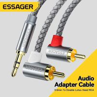 Essager สายสัญญาณเสียง RCA 3.5เป็น2สายเคเบิล RCA 3.5มม. แจ็คเพื่อ2RCA ตัวผู้แยกสาย Aux สำหรับเครื่องโทรทัศน์เครื่องขยายสัญญาณสายลำโพง DVD