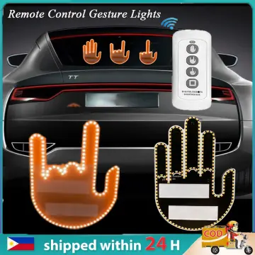 Middle Finger Gesture Led Light With Remote Control Funny Car Lamp