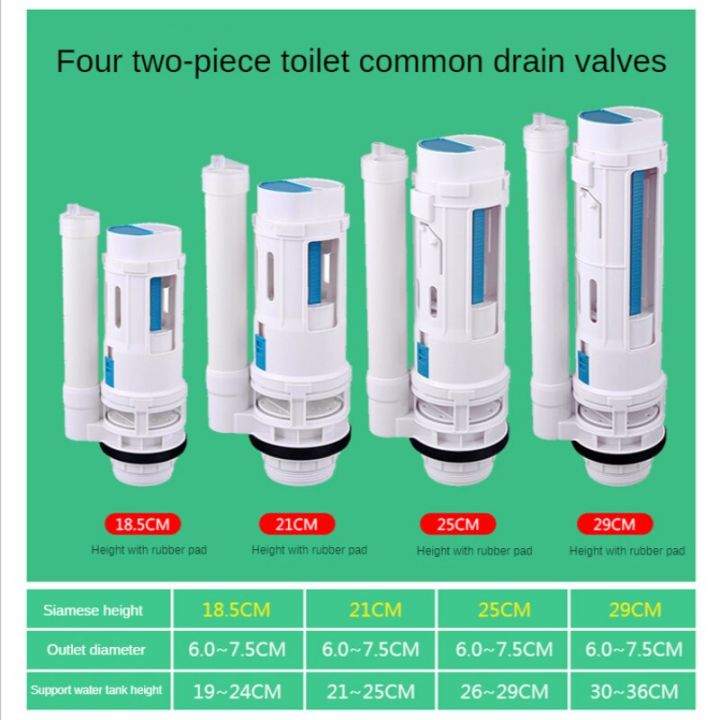 วาล์วท่อระบายสำหรับห้องน้ำแยกสองปุ่มวาล์วทางออกน้ำชักโครกแบบฟลัชคู่อุปกรณ์ถังน้ำเติมวาล์วถังชักโครกระบายน้ำ