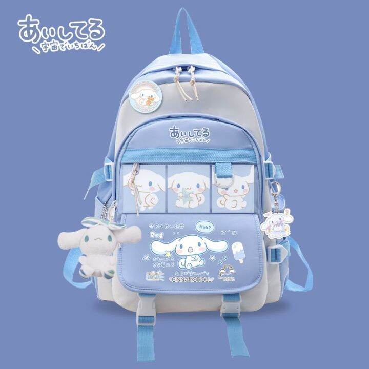 anime-sanrio-plush-toy-cinnamoroll-backpack-children-girl-boy-black-blue-schoolbag-kawaii-student-school-bag-computer-large-gift