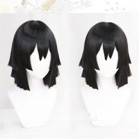 Cosplay Anime Demon Slayer Wig: Kimetsu No Yaiba Iguro Obanai Cosplay Wigs Black Heat Resistant Synthetic Hair Wig
