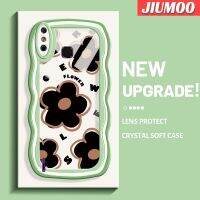 JIUMOO เคสสำหรับ Infinix Smart 4 X653 4C อัจฉริยะเคสลายการ์ตูนสีดำรูปดอกไม้ดีไซน์ใหม่คอลอร์เวฟเคสมือถือกันกระแทกแบบใสที่สร้างสรรค์เคสโปร่งใสลายกล้องถ่ายรูปซิลิกาเจลปกป้อง