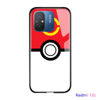 เคส PMP เคสสำหรับ Xiaomi 12C Redmi 11A แข็ง Pocket Monster ลาย Poké Ball กันกระแทกมันวาวกระจกเทมเปอร์เคสฝาหลัง