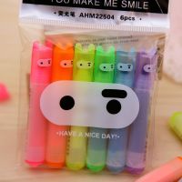 【hot】 6PCS/Set Fluorescent Highlighter Kawaii Chalk Pens  Stationery Material Escolar Papelaria School Supplie