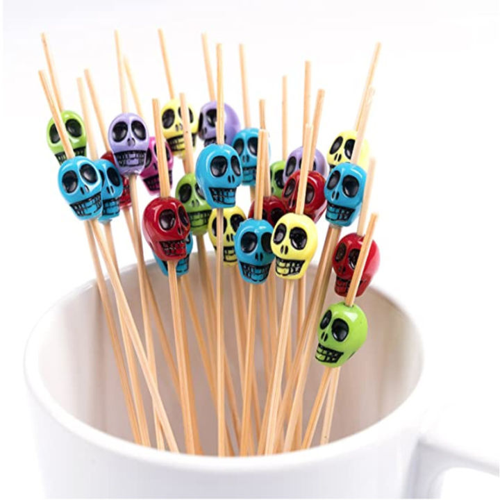 halloween-bamboo-pick-skull-bamboo-pick-buffet-fruit-fork-halloween-skull-bamboo-pick-disposable-bamboo-stick