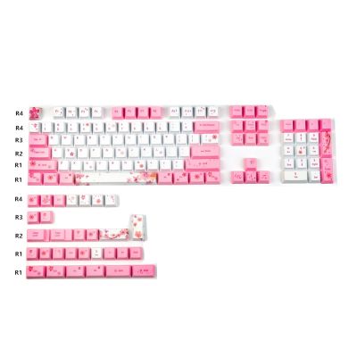 132Keys OEM PBT Cherry Blossoms Keycaps Full Set Mechanical Keyboard Keycaps PBT Dye-Sublimation Keycap