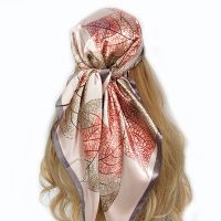 【CC】✒❣  Silk Scarf Scarftop Headwraps Four Seasons Hair Scarve 90x90cm Hijab Foulard Bandana Headscarf