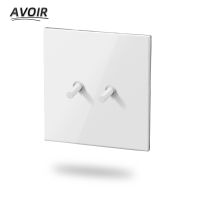 Avoir Toggle Switch White Stainless Steel Panel Vintage Wall Light Switch 220V 1 2 3 4 Gang 2 Way 10A EU FR Sockets And Switches