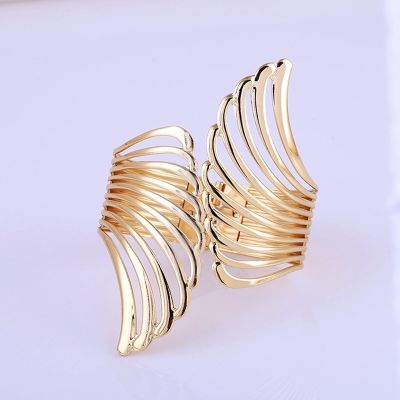 ❃ Curtain Clip Strap Free Punching Metal Light Surface Wings Pattern Buckle Gold Wings Pop Bracelet Fashion Feather Metal Bracelet