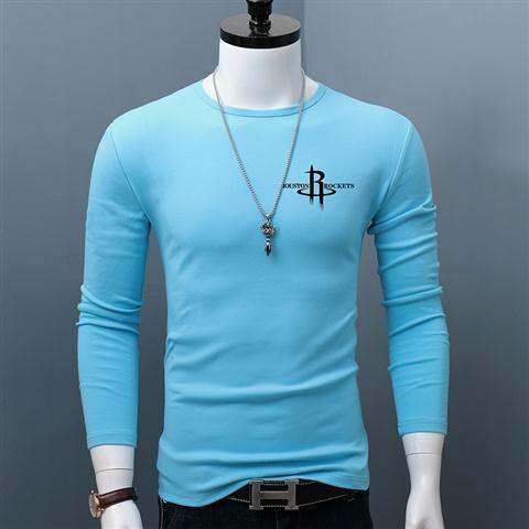 เสื้อยืดแขนยาวตัดเย็บสำหรับผู้ชายเสื้อยืดพื้นล่างเข้ารูปพอดีคอกลมฤดูใบไม้ผลิและเสื้อท่อนบนสำหรับฤดูใบไม้ร่วงทันสมัยพิมพ์ลายวัยรุ่นเสื้อยืดอินเทรนด์รุ่นเกาหลี