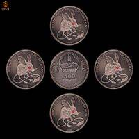 5Pcs 2006 Mongolia Wild Protected Animals Euchoreutes Naso Antique Silver Ruby Craft Diamond Rat Relief Collectible Coin Gift